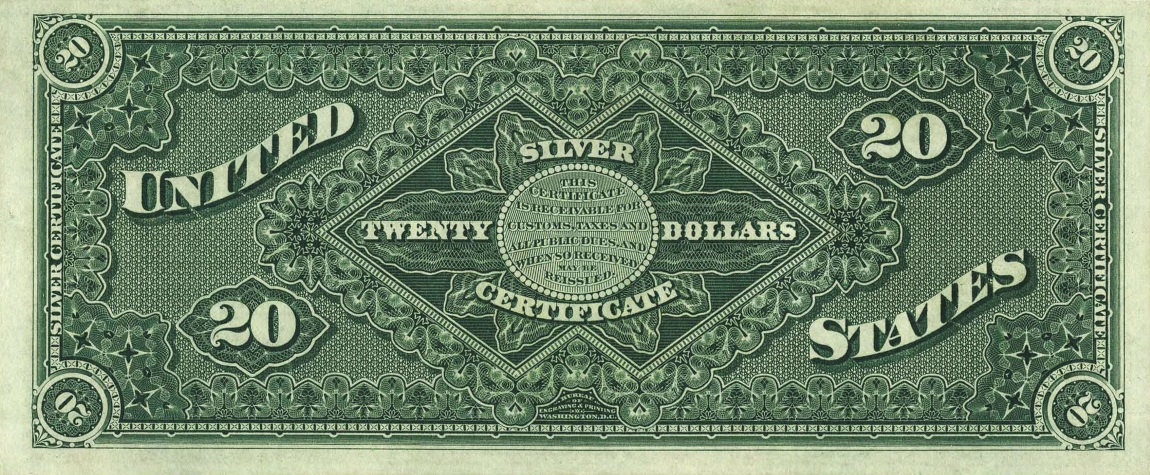 Back of United States p325: 20 Dollars from 1886