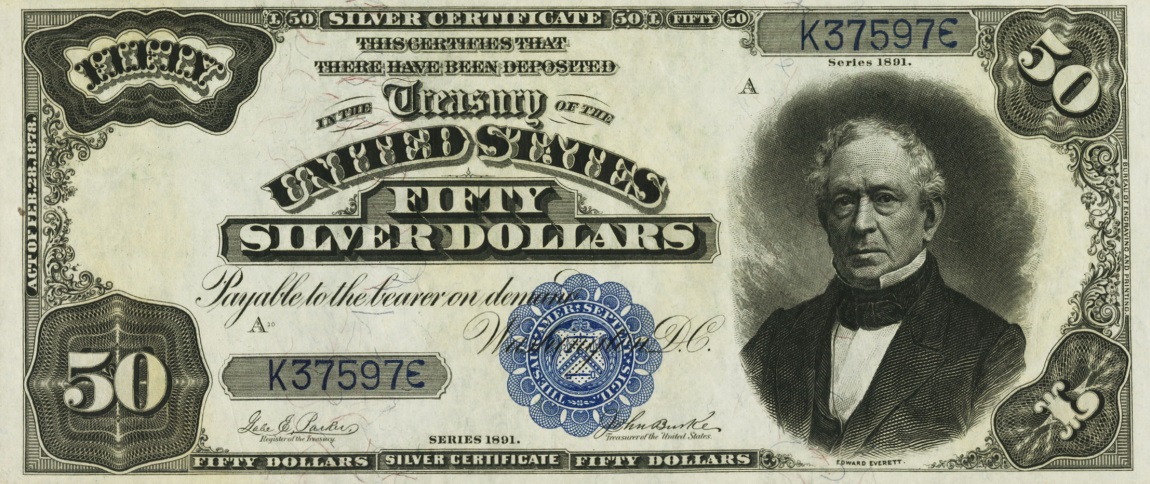 Front of United States p332A: 50 Dollars from 1891