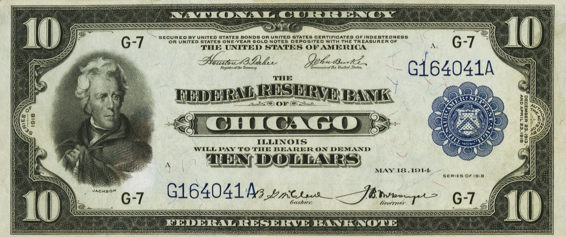 Front of United States p374: 10 Dollars from 1918