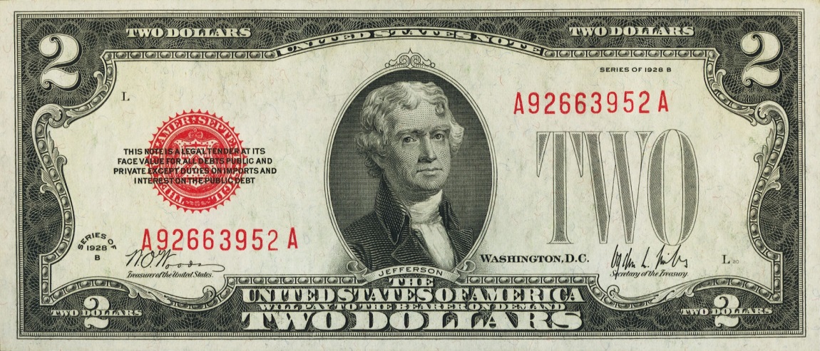 Front of United States p378b: 2 Dollars from 1928
