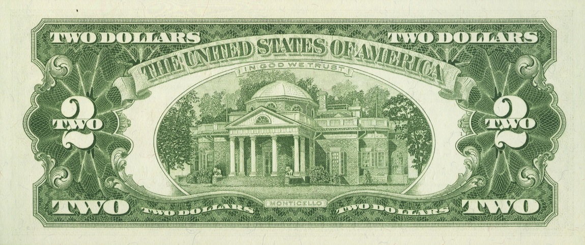 Back of United States p382b: 2 Dollars from 1963