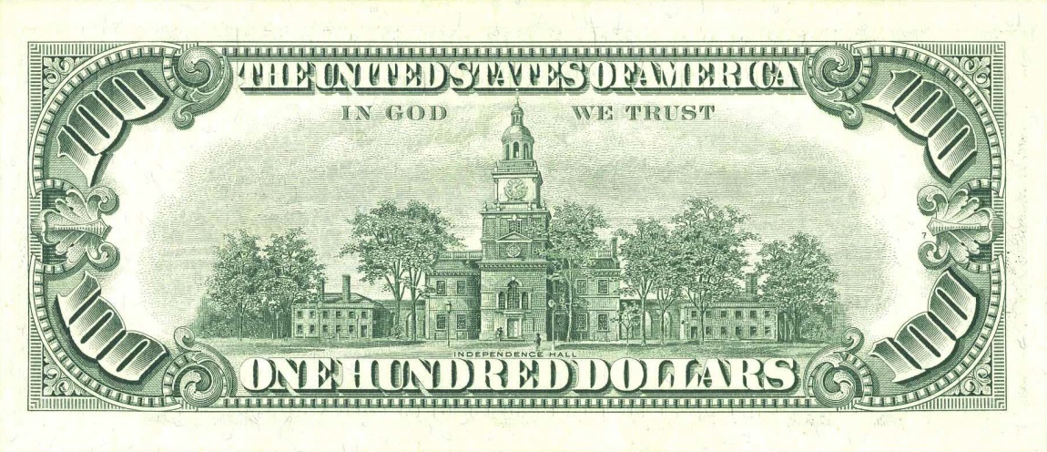 Back of United States p384a: 100 Dollars from 1966