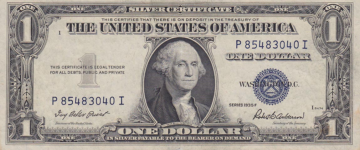 Front of United States p416D2f: 1 Dollar from 1935