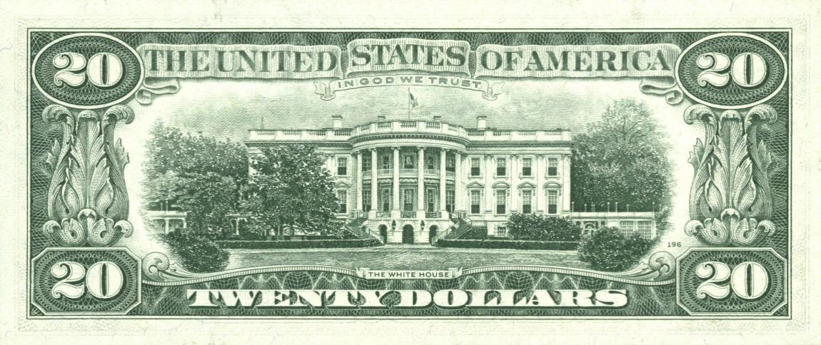 Back of United States p458: 20 Dollars from 1974