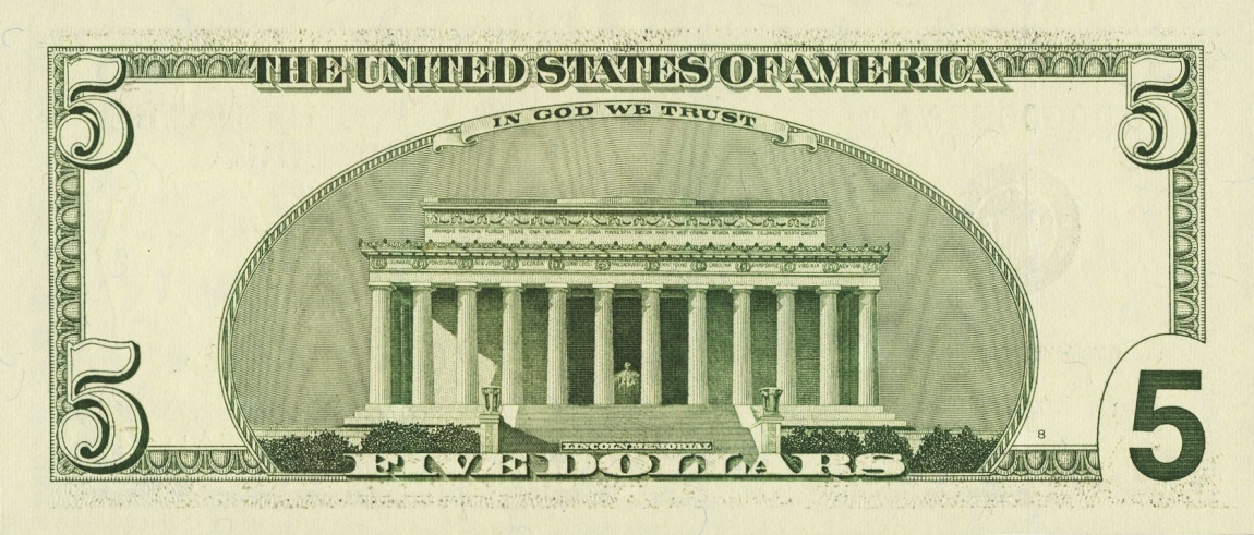 Back of United States p510: 5 Dollars from 2001