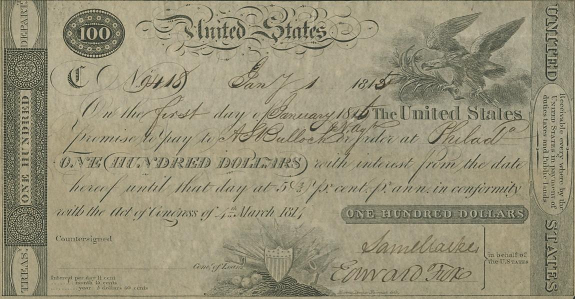 Front of United States p6: 100 Dollars from 1814