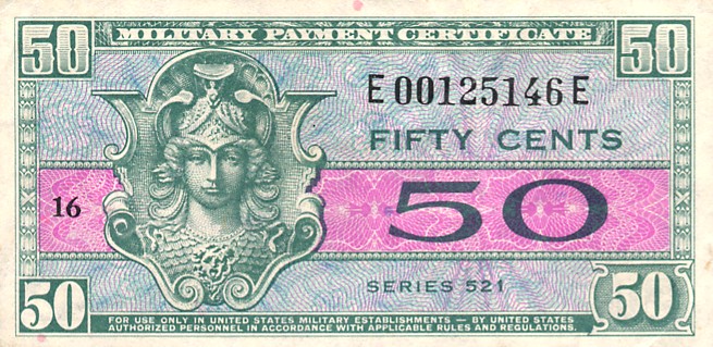Front of United States pM32a: 50 Cents from 1954