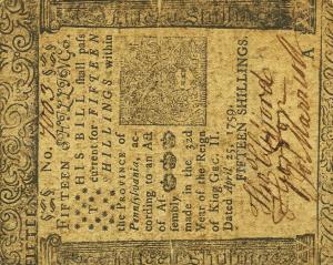 pS2482 from United States: 15 Shillings from 1759 pS2482 from United States: 15 Shillings from 1759