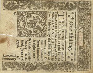 pS514 from United States: 1 Shilling from 1776