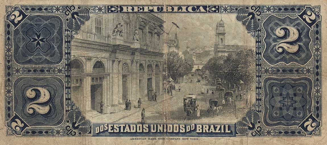 Back of Brazil p10a: 2 Mil Reis from 1890