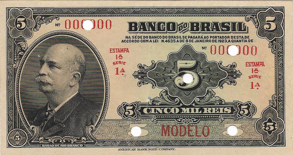 Front of Brazil p112s: 5 Mil Reis from 1923