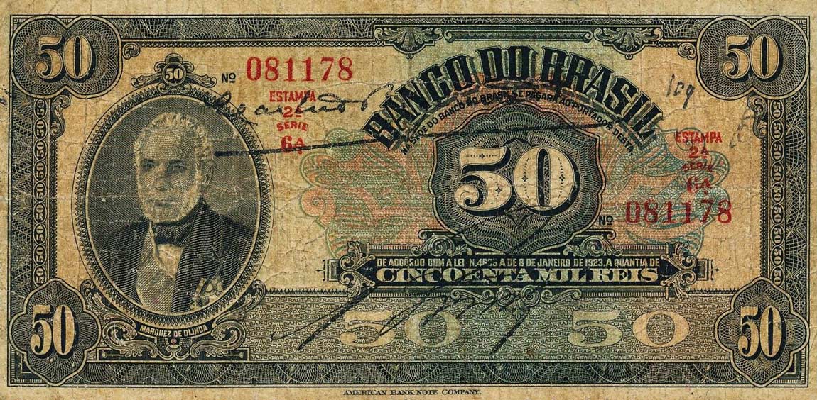 Front of Brazil p119a: 50 Mil Reis from 1923