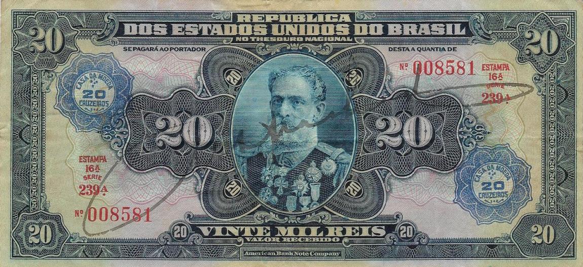Front of Brazil p127: 20 Cruzeiros from 1942