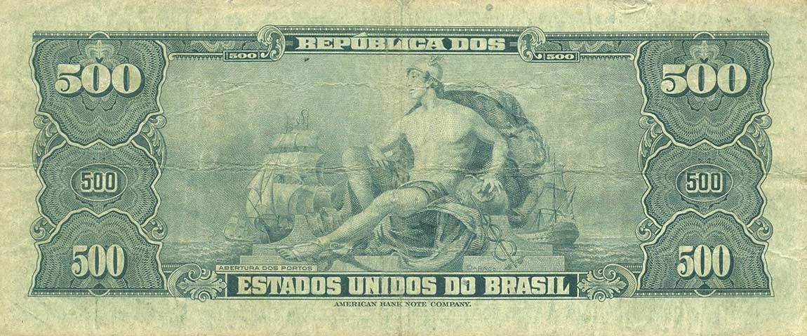 Back of Brazil p140a: 500 Cruzeiros from 1943