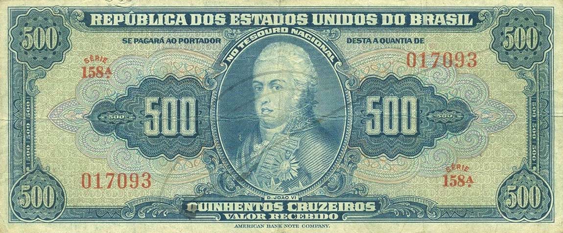 Front of Brazil p140a: 500 Cruzeiros from 1943