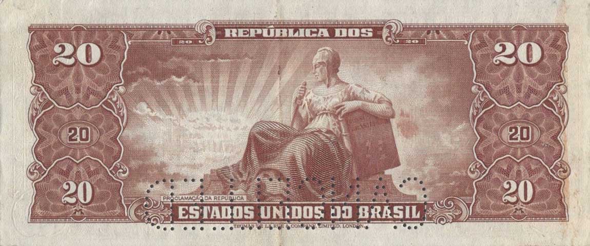 Back of Brazil p144s: 20 Cruzeiros from 1950