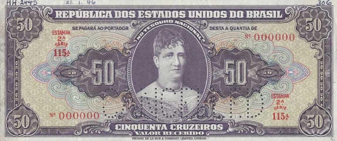 Front of Brazil p145s: 50 Cruzeiros from 1949