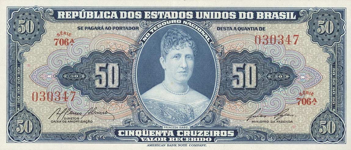 Front of Brazil p152c: 50 Cruzeiros from 1956