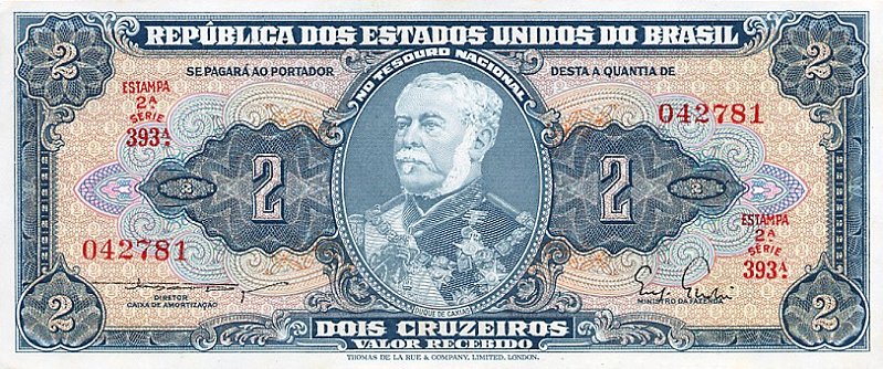 Front of Brazil p157Aa: 2 Cruzeiros from 1956