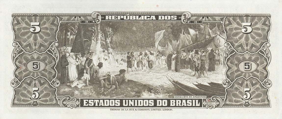 Back of Brazil p158e: 5 Cruzeiros from 1953