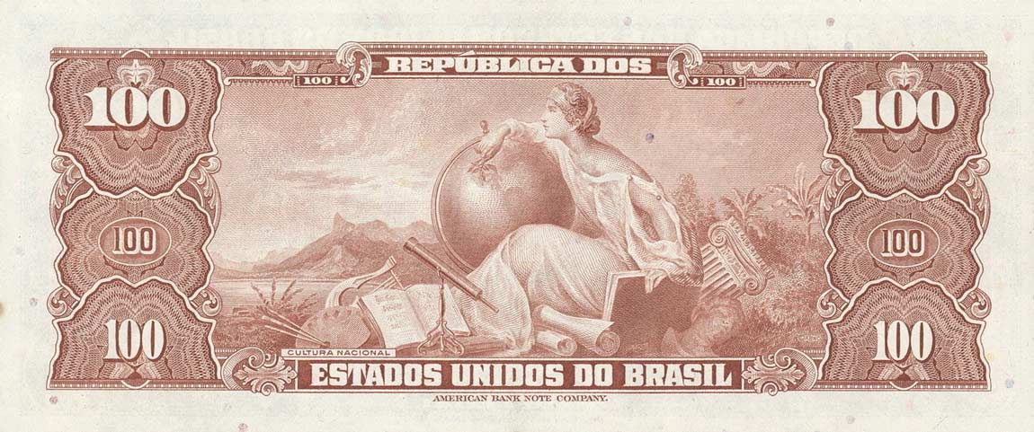 Back of Brazil p170a: 100 Cruzeiros from 1961