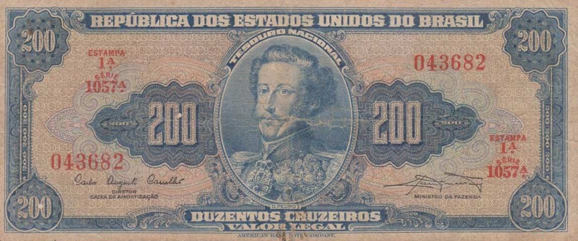 Front of Brazil p171a: 200 Cruzeiros from 1961