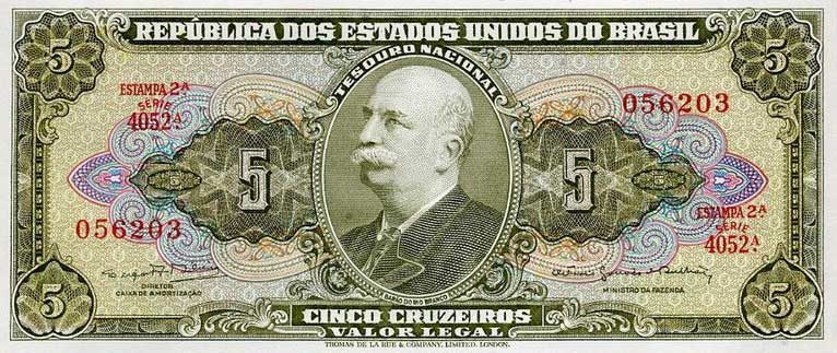Front of Brazil p176d: 5 Cruzeiros from 1964