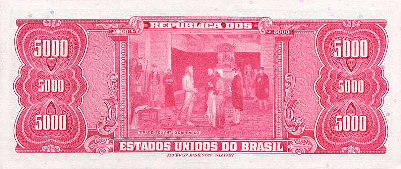 Back of Brazil p188b: 5 Cruzeiros Novos from 1966