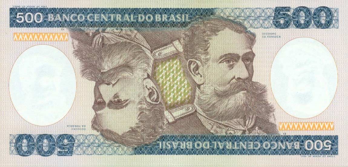 Front of Brazil p200a: 500 Cruzeiros from 1981