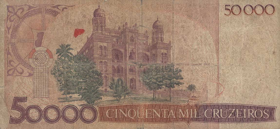 Back of Brazil p204a: 50000 Cruzeiros from 1984