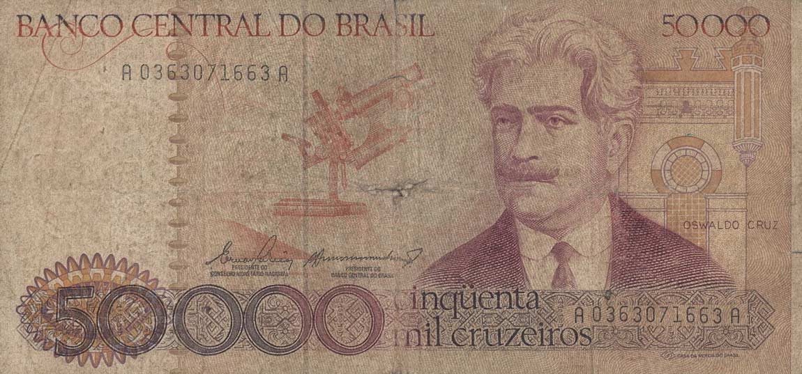 Front of Brazil p204a: 50000 Cruzeiros from 1984
