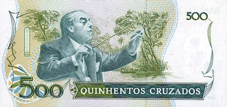 Back of Brazil p212c: 500 Cruzados from 1987