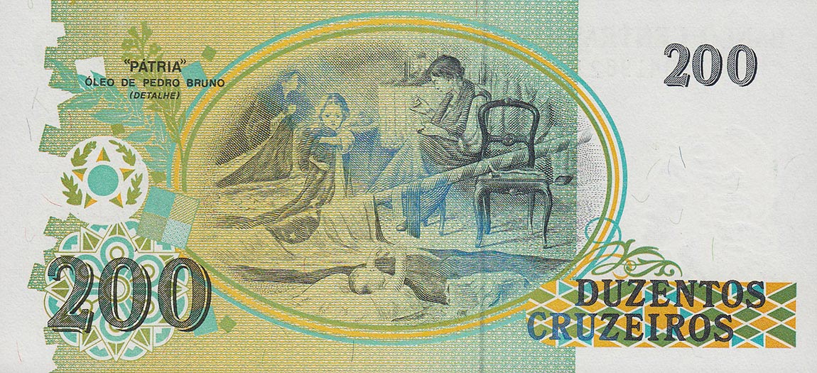 Back of Brazil p229a: 200 Cruzeiros from 1990