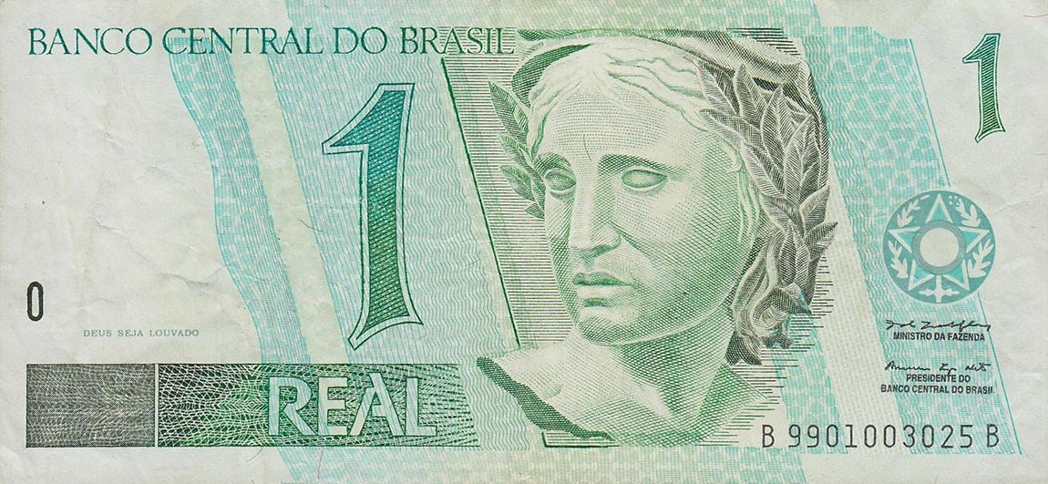 Front of Brazil p243Ae: 1 Real from 1997