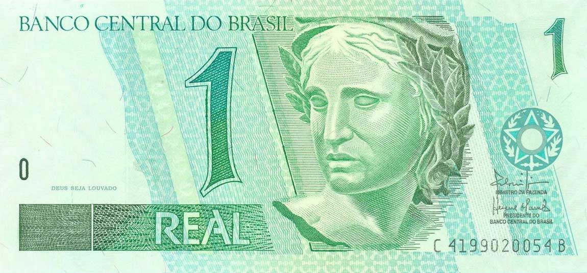 Front of Brazil p243Ag: 1 Real from 1997