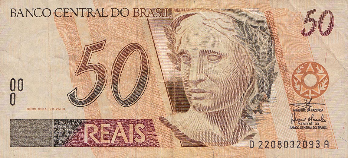 Front of Brazil p246n: 50 Reais from 1994