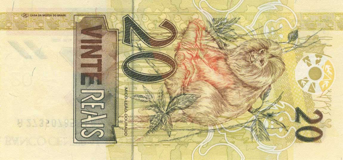 Back of Brazil p250b: 20 Reais from 2002