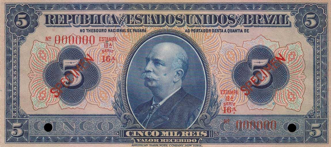 Front of Brazil p29s: 5 Mil Reis from 1925