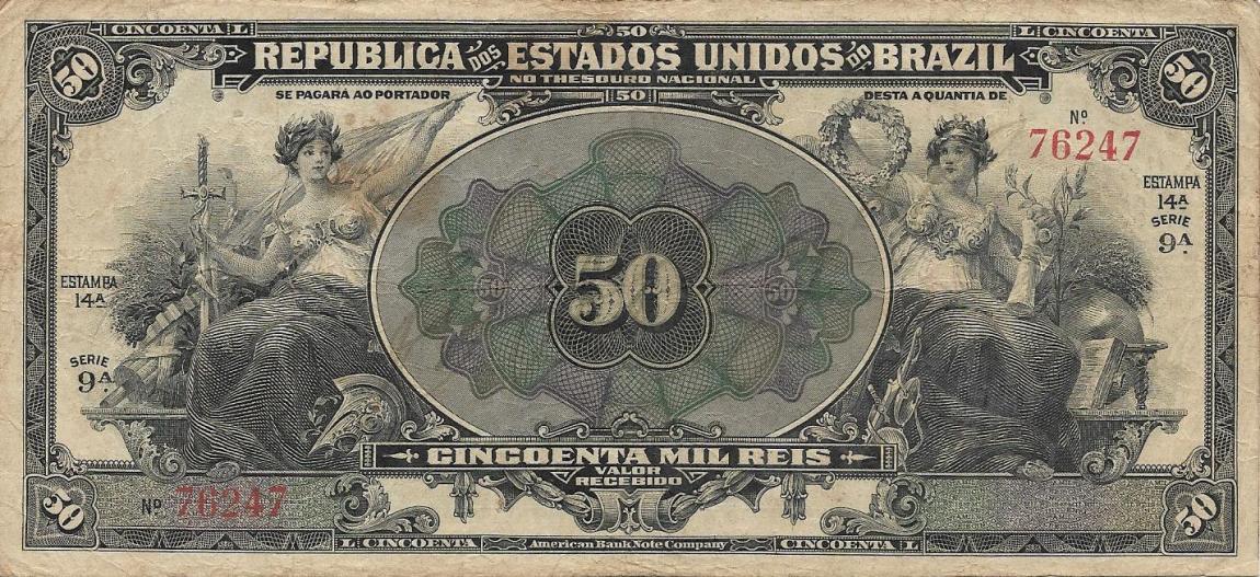 Front of Brazil p56a: 50 Mil Reis from 1916