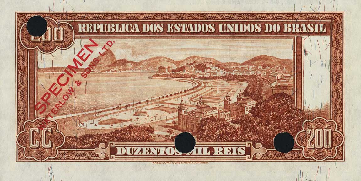 Back of Brazil p82s: 200 Mil Reis from 1936