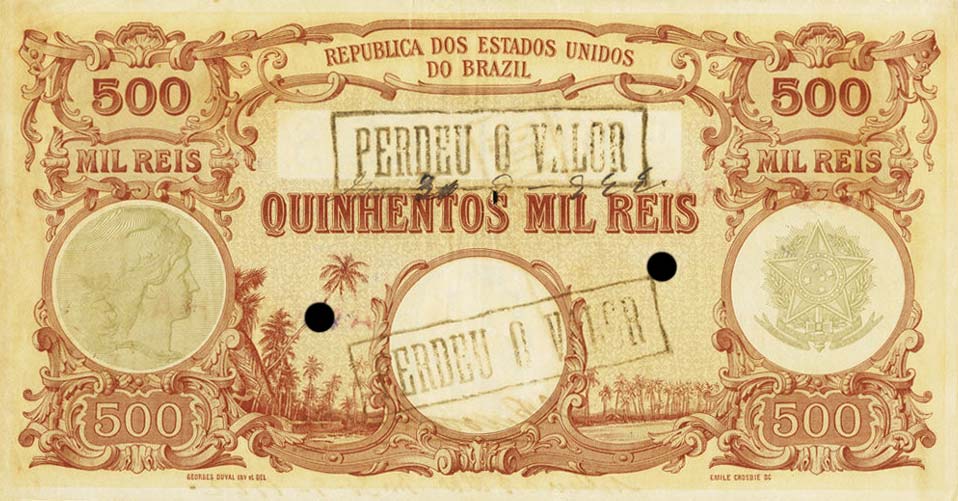 Back of Brazil p85s: 500 Mil Reis from 1904