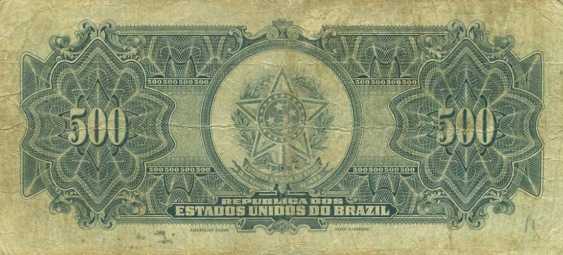 Back of Brazil p92b: 500 Mil Reis from 1931