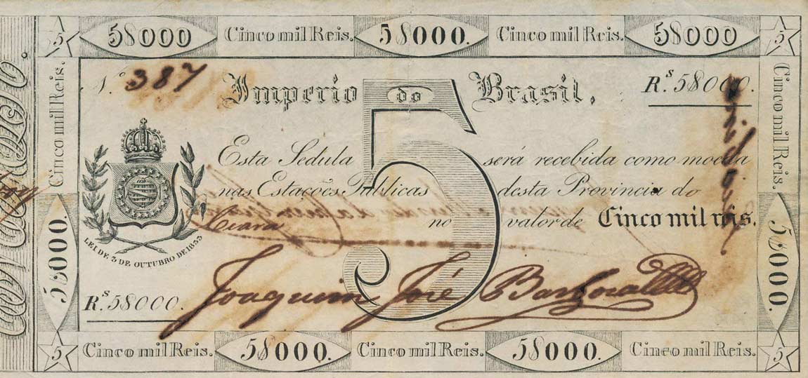 Front of Brazil pA153a: 5 Mil Reis from 1889