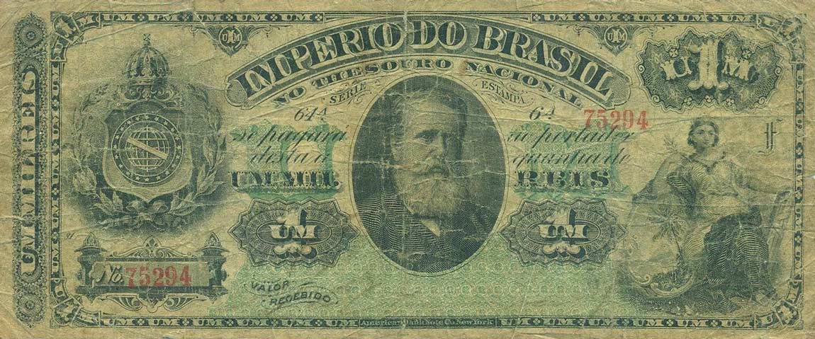 Front of Brazil pA250b: 1 Mil Reis from 1885