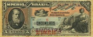 pA264s from Brazil: 5 Mil Reis from 1888