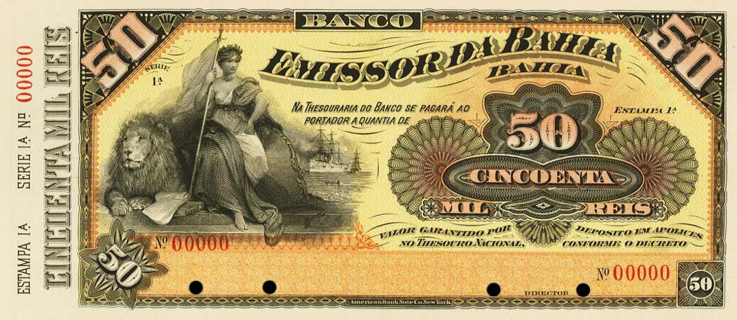 Front of Brazil pS565Bp: 50 Mil Reis from 1892