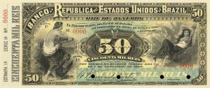 pS647p from Brazil: 50 Mil Reis from 1891
