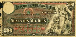 pS679s from Brazil: 200 Mil Reis from 1893