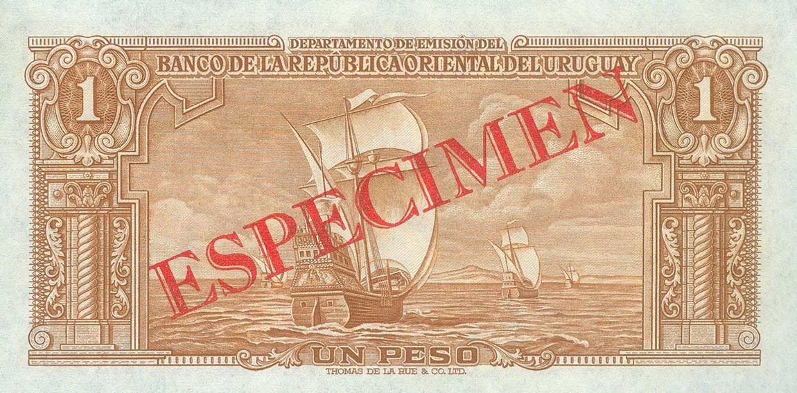 Back of Uruguay p35s: 1 Peso from 1939