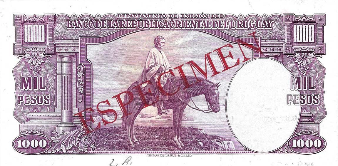 Back of Uruguay p41s: 1000 Pesos from 1939